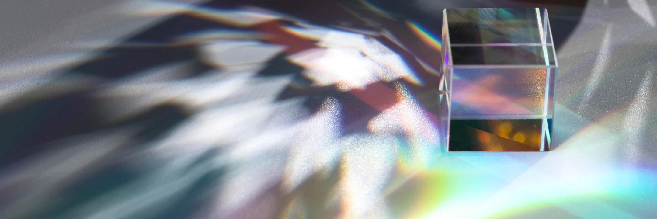 Light refracting through a glass prism